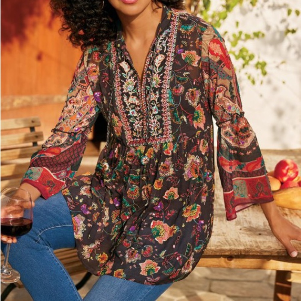 Soft Surroundings TOP ONLY Icon Asteria Sheer Top Varenna Plum M Medium